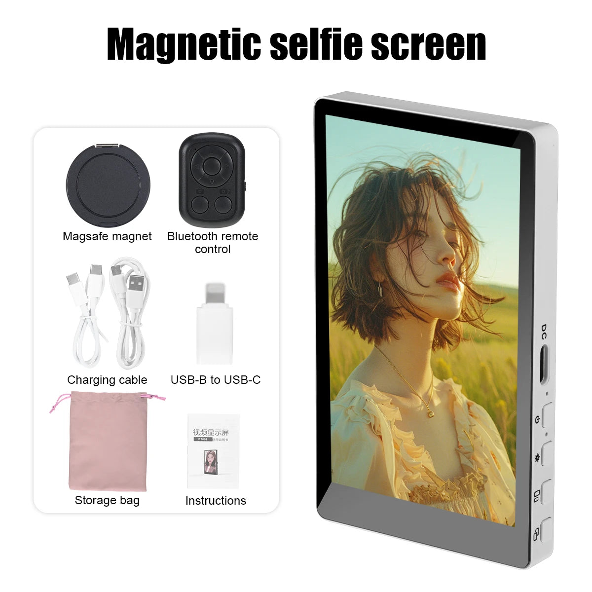 Mobile Phone Wireless Magnetic Selfie Monitor Screen For Smartphone Vlog Live Stream Video Recording for iPhone Android phone