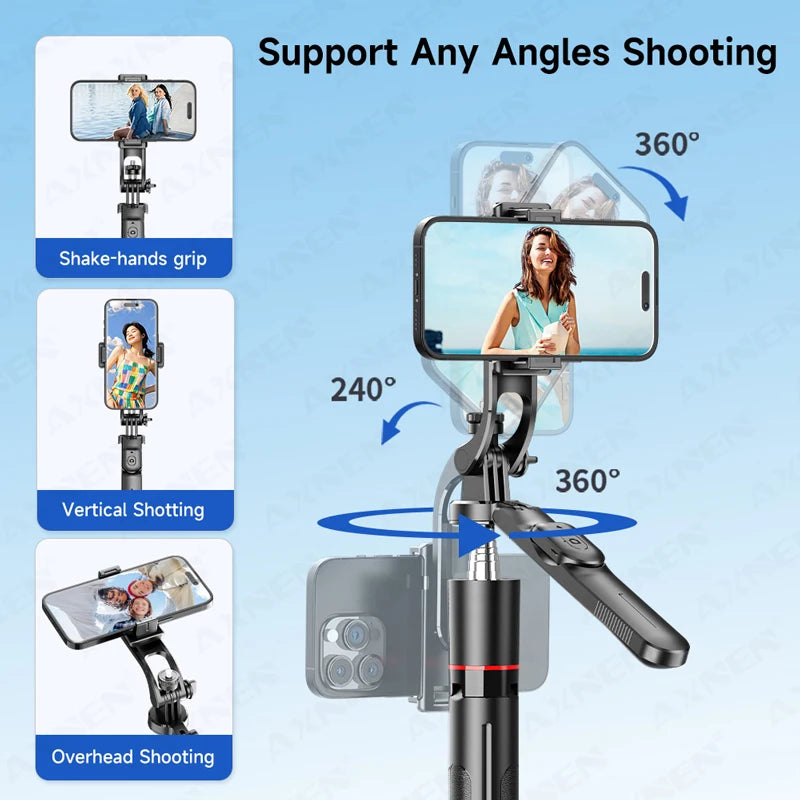 AXNEN New 1.7M Wireless Selfie Stick Tripod Foldable Stand For Gopro Action Camera Smartphones Balance Steady Shooting Live Vlog