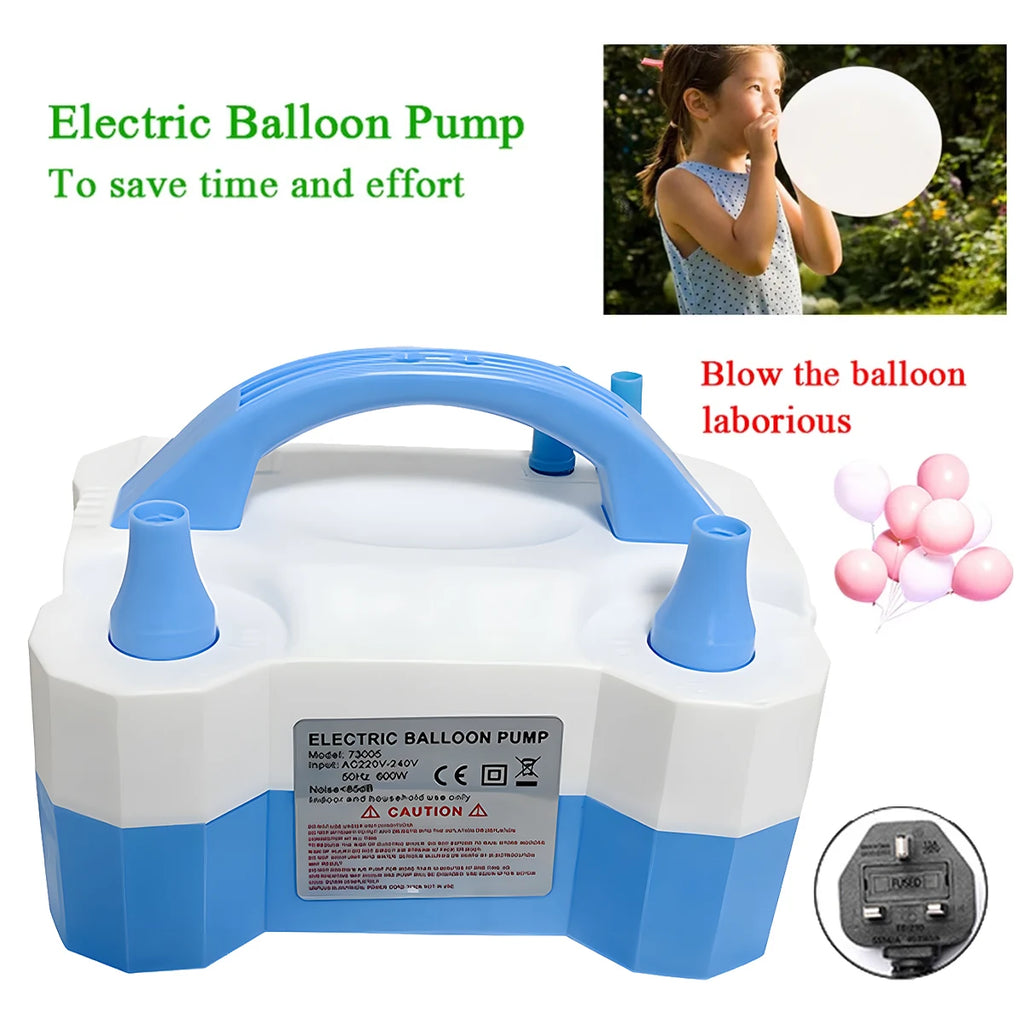 600W Electric Balloon Pump Action Plastic Iator For Party Ballon Tool UK Plug