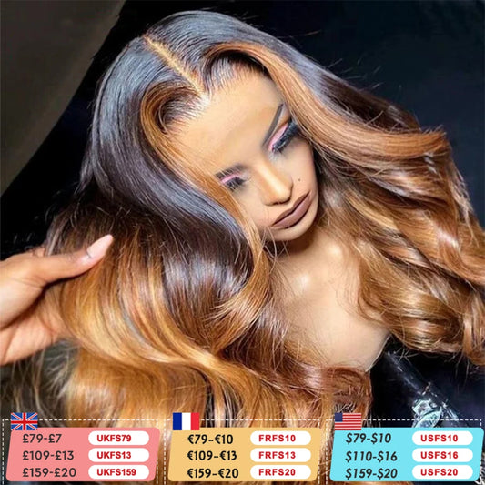 Clearance Sale Cheap Wig Ombre 30 Brown Colored Body Wave Lace Wig Human Hair T Part Lace Wig Human Hair for Women Big Discount