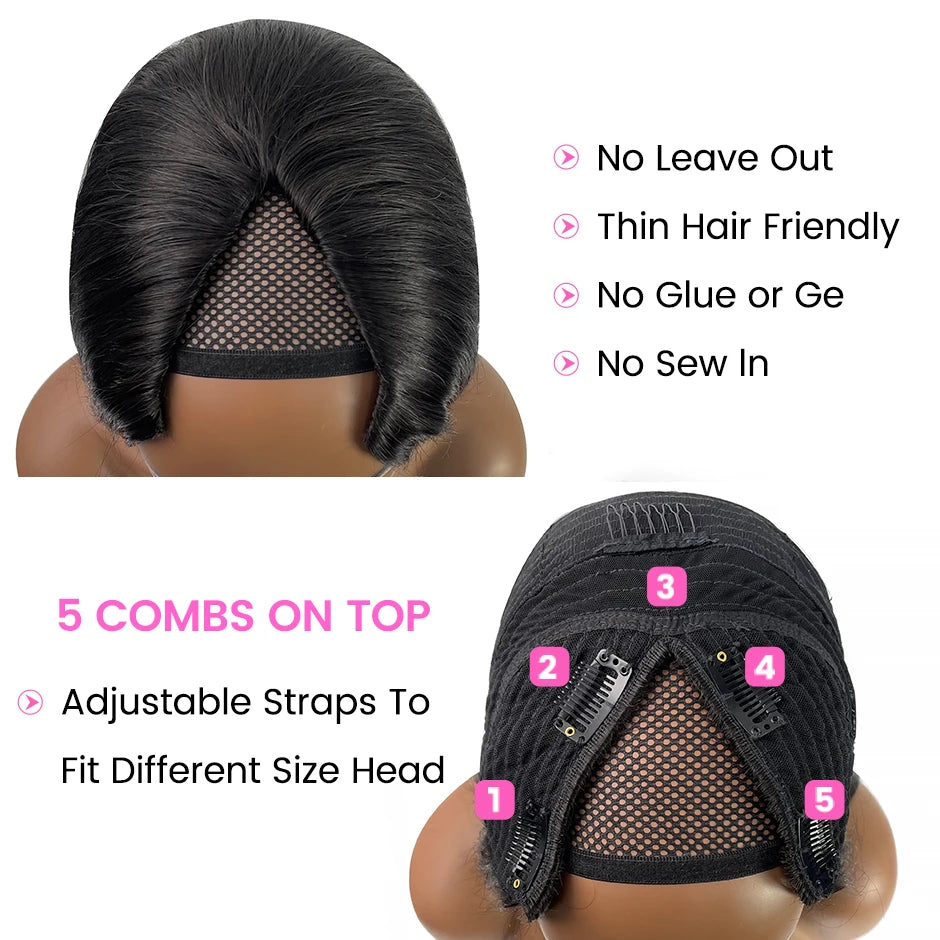 ISEE HAIR Wigs Brazilian Straight V Part Wig No Glue Hair Wig Straight Hair V Part Wig Human Hair Wigs For Women Human Hair