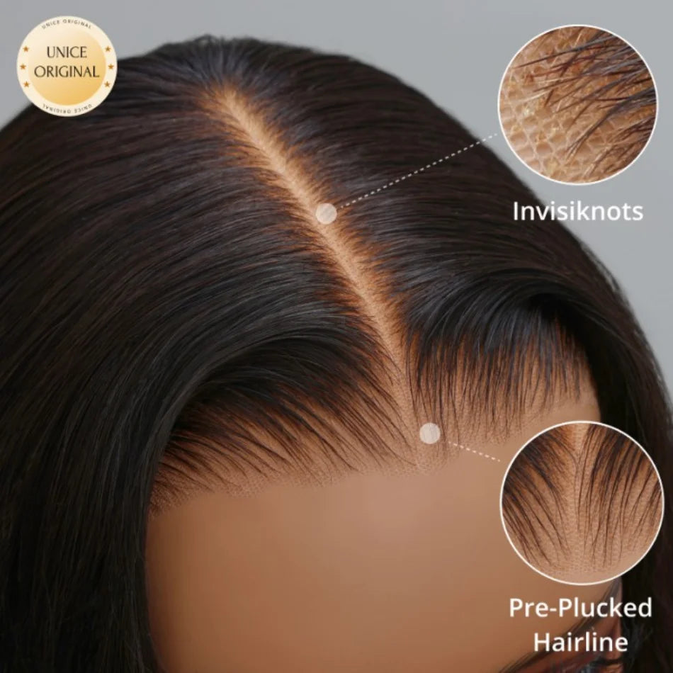 UNice 7x5 Glueless Wig Pre Bleached Pre Cut Pre Plucked Body Wave Human Hair Lace Wig Ready To Wear Go Lace Closure Wig