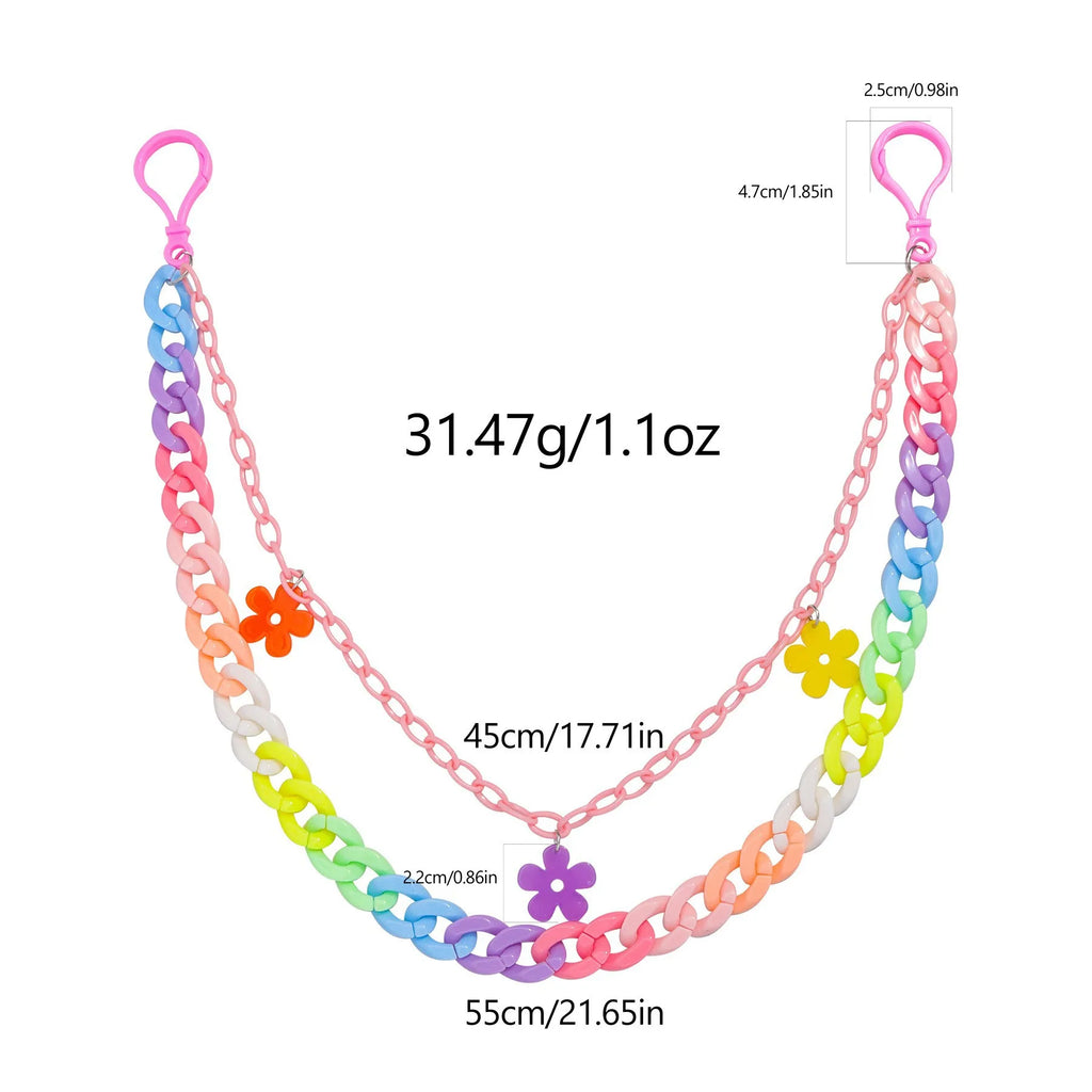 Doulbe Layered Pink Color Strawberry Resin Chain Keychains Women Girls Hip Hop Waist Chain Pants Trousers Chain Bohemian Jewelry