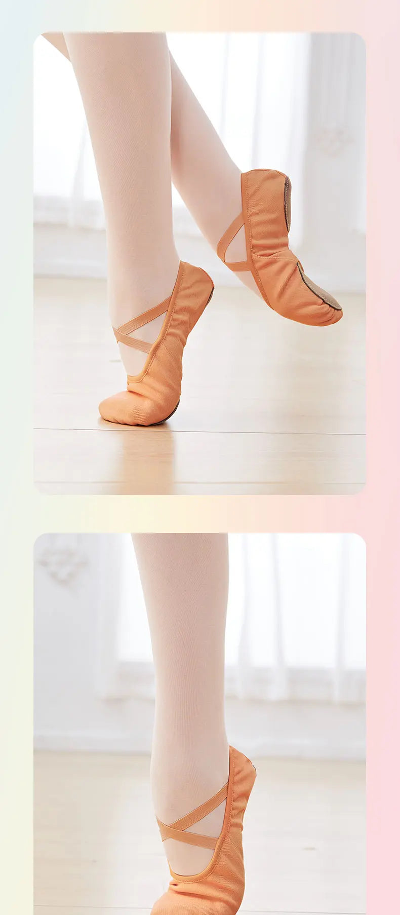 Girls Women Ballet Shoes Stretch Ballet Flats Free-lace Canvas Dance Slippers Elastic Split Soft Sole Ballet Dance Shoe for Kids