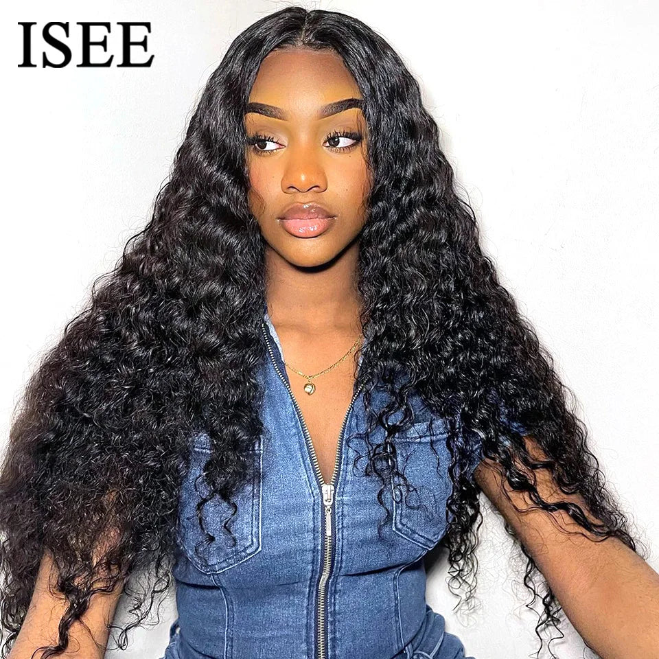 Wear Go ISEE HAIR Wig Mongolian Water Wave 6x4 HD Glueless Pre Plucked Human Wigs Ready To Go Pre Cut Lace Pre Bleached Knots