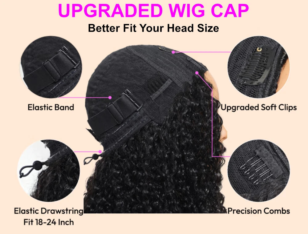 Unice Hair InvisiBlend Yaki Straight V Part Wigs With Drawstring 100% Human Hair Clip-in Wigs Beginner Friendly 5 Minute Install