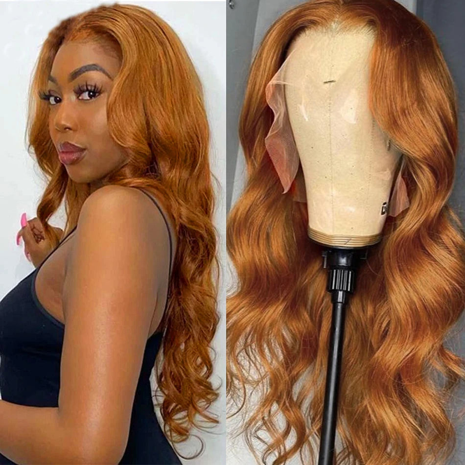 NEW 13x6 Ginger Blonde Colored Human Hair Lace Front Wigs 180% HD Lace Frontal Wigs Body Wave Honey Blonde Color Human Hair Wigs