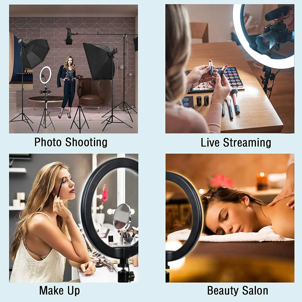 33cm Selfie Ring Light 12 in LED Tripod Phone Stand Holder Photography RingLight Circle Fill Light Led Color Lamp Trepied Makeup