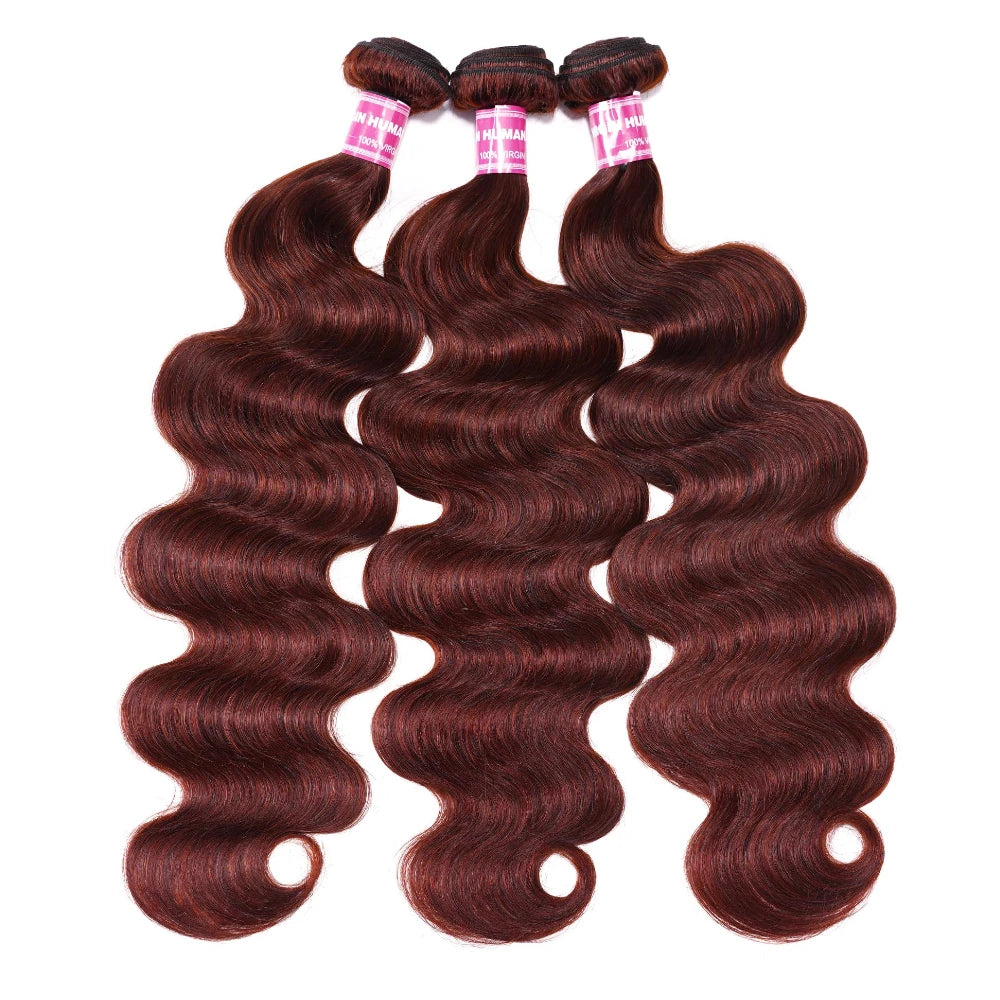 UNICE Hair Reddish Brown Body Wave Human Hair Bundles with Closure 100% Human Hair 4x4 Lace Closure With 2/3/4 PCS Bundles Deal