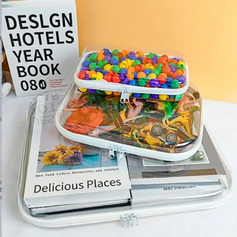 Plastic Zippered Pouch Hard Bins Storage Bins Stackable Waterproof Zippered Hard Pouch Clear Hard Shell Zipper Case