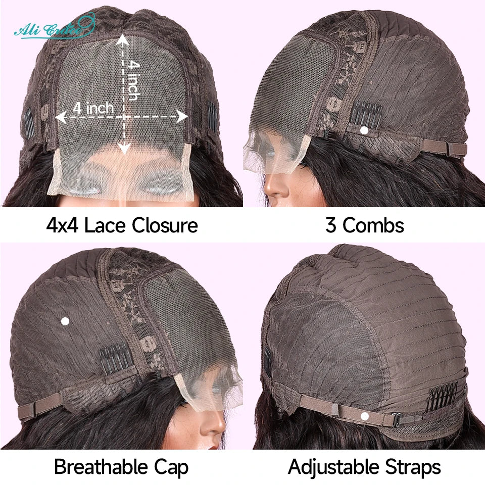 Ali Grace Body Wave Lace Closure Wig Brazilian Hair Bob 4x4 Closure Human Hair Wigs For Women Preplucked Short Bob Lace Wigs