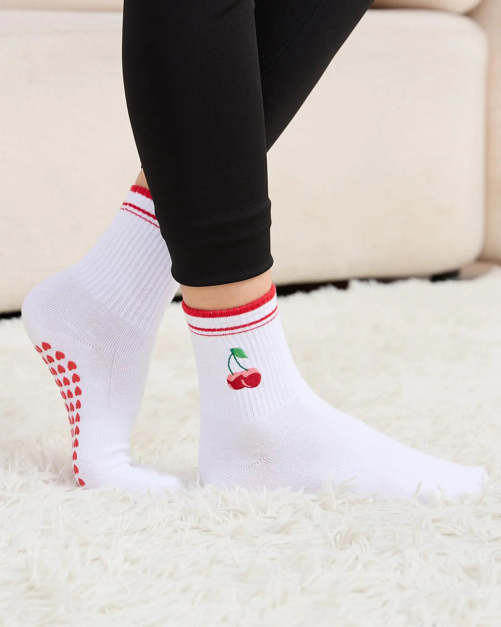 3 pairs, Cute 3 Pairs Pilates Socks with Grips Ruffle Yoga Sock Grip Socks for Women