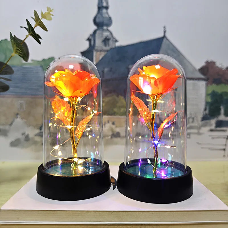 Eternal Rose Light LED Foil Flower Valentines Day Gift Wedding Party Decor  Artificial Rose Flowers Light Christmas Decoration