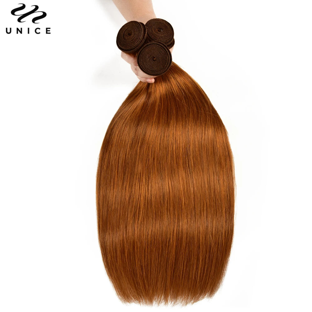 UNice Hair #30 Arburn Silky Straight Virgin Human Hair Bundles 1/3/4 PCS Deal 100Grams 10A Grade 100% Human Hair Extensions