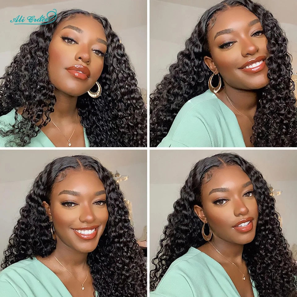 Ali Grace Deep Wave Hair Wigs 4x4 Lace Closure Human Hair Wigs For Women Pre-plucked Hairline Brazilian Deep Wave Closue Wigs