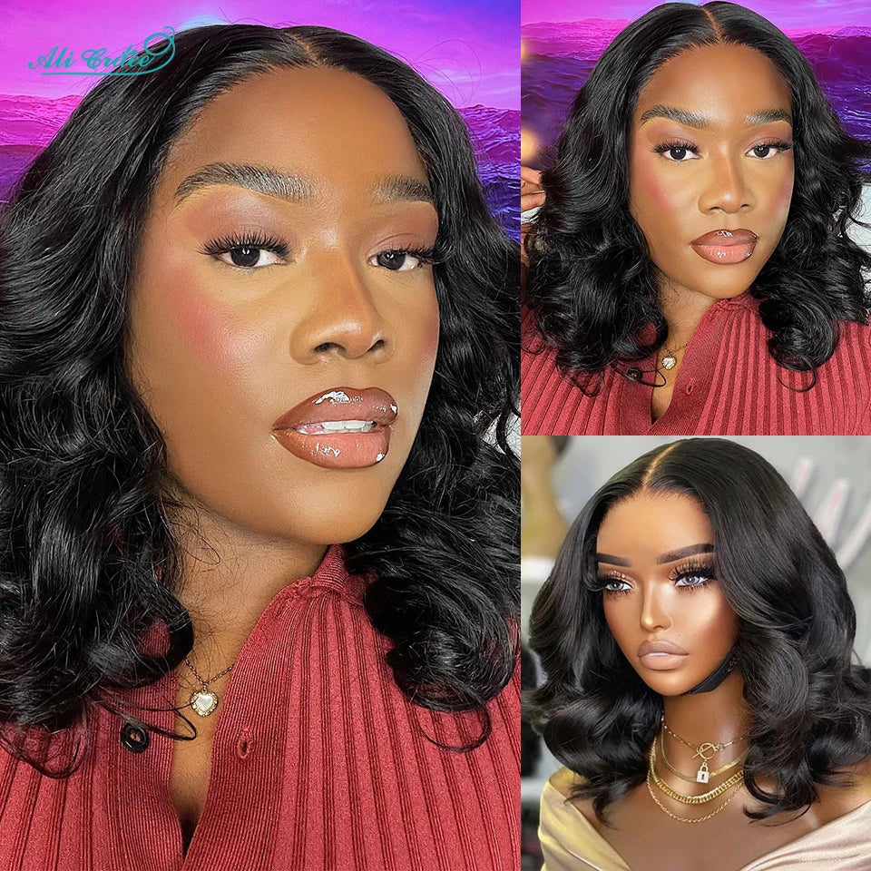 Ali Grace Body Wave Bob Wig Brazilian Hair 13x4 Lace Frontal Human Hair Wigs For Women Preplucked Short Bob Lace Wigs Body Wave