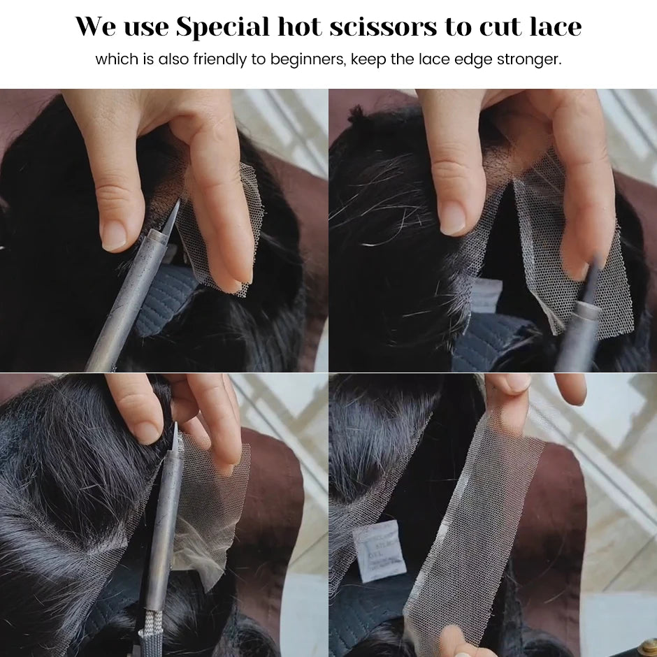 ISEE Hair 9X6  Burmese Curly Glueless Wigs Natural Black Pre Bleached Human Hair  Wig M-Cap Wear Can Go Wig Pre Cut Lace