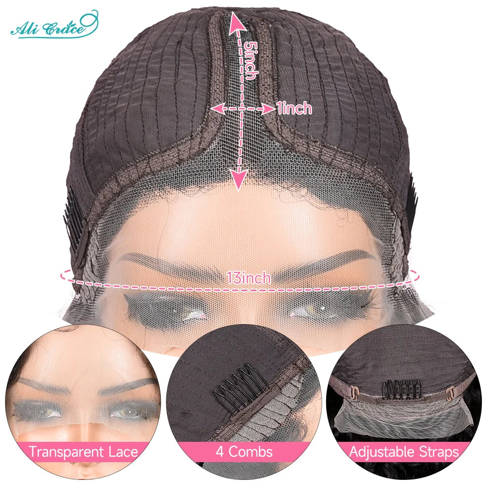 Ali Grace Water Wave Hair 13x5x1 Lace Part Human Hair Wigs For Womem Pre-plucked Hairline Natural Water Wave Human Hair Wigs