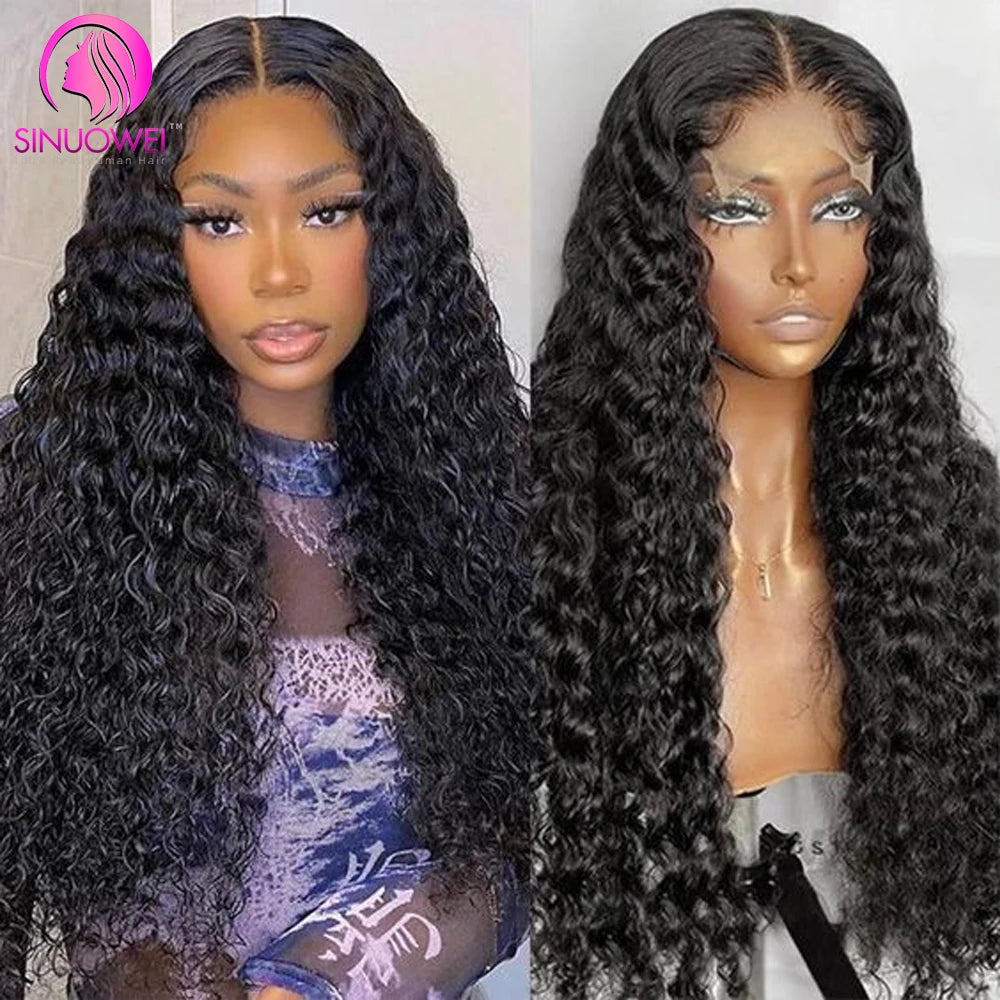 Deep Wave Lace Front Human Hair Wigs 200% Density 13x6 Lace Frontal Wigs 100% Human Hair Deep Wave Lace Front Wig Pre Plucked