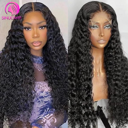 Deep Wave Lace Front Human Hair Wigs 200% Density 13x6 Lace Frontal Wigs 100% Human Hair Deep Wave Lace Front Wig Pre Plucked