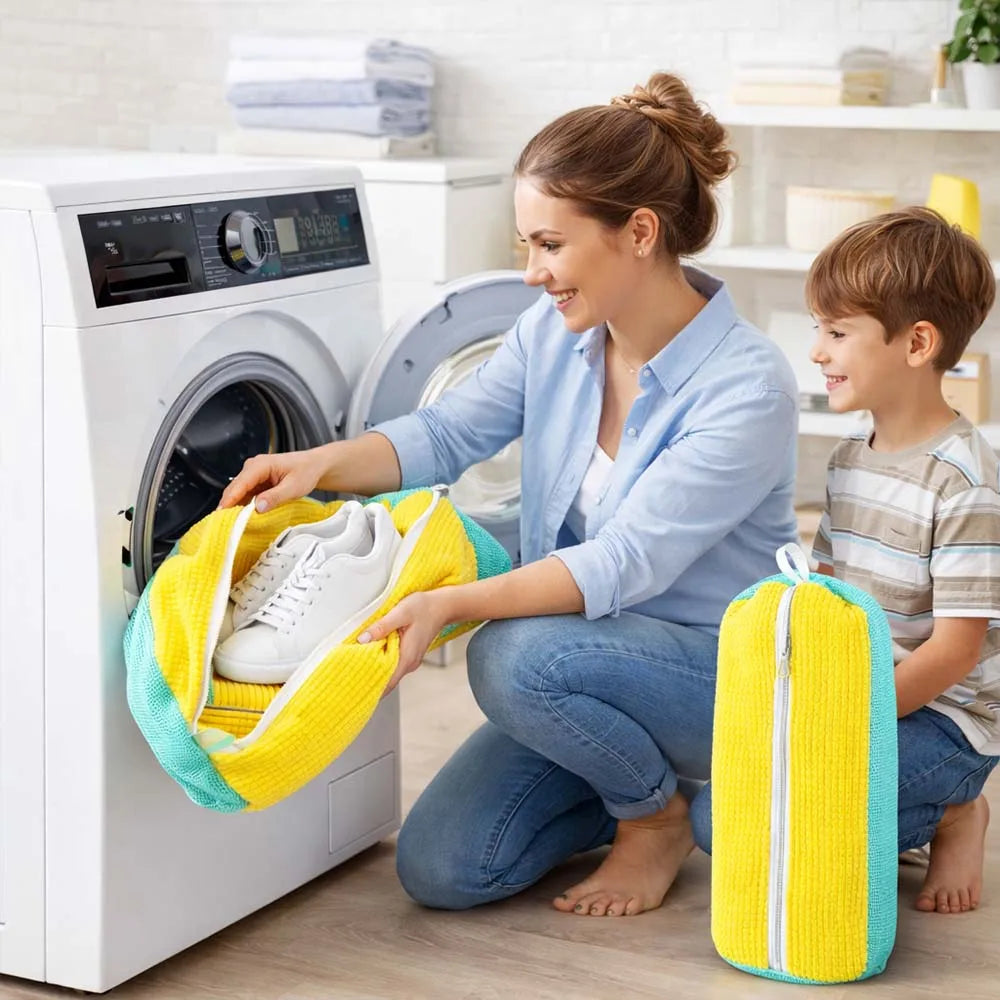 2/1PCS Shoe Washing Bag Washing Machine Laundry Bags with Zipper Closure Shoes Cleaning Bags Shoes Laundry Fluffy Fibers Sneaker