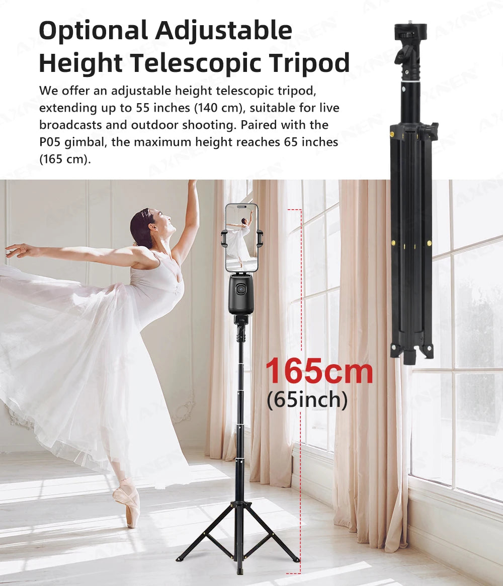 P05 AI Follow Gimbal 360 Rotation Face Tracking Stabilizer Filming Portable Desktop Cellphone Holder for Live/Photo