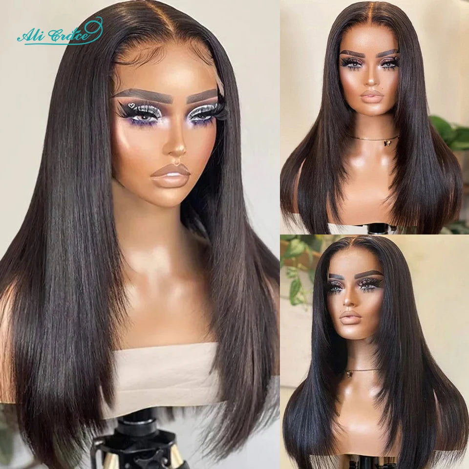Ali Grace Glueless Wig Pre-cut 5x6 Lace Closure Straight Human Hair Wig Pre-Plucked New Trendy Layered Cut Hair Wigs For Women