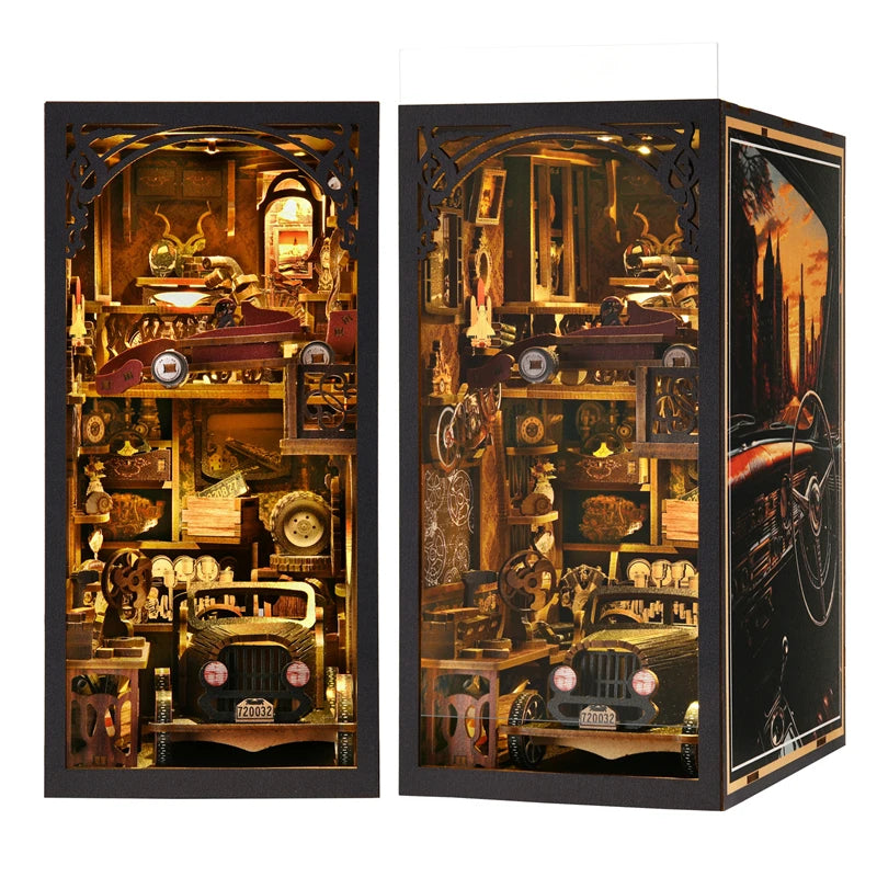 Book Nook Kit Magic House DIY Wooden Puzzle Bookshelf Insert Decor Dollhouse Model Bookend Building Home Decoration Gifts