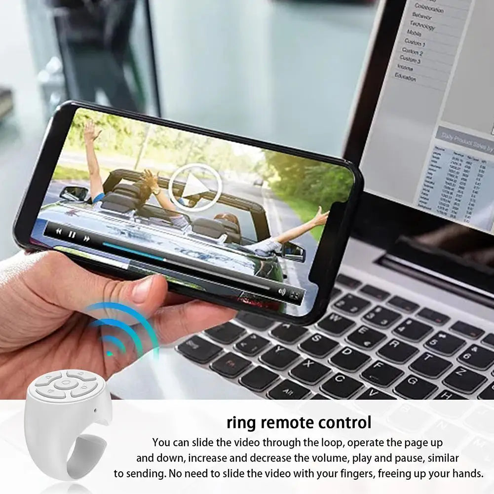 Portable Multi Function Bluetooth Remote Control For Fingertip Selfies Video Control Automatic Page Turning Browsing On Photo
