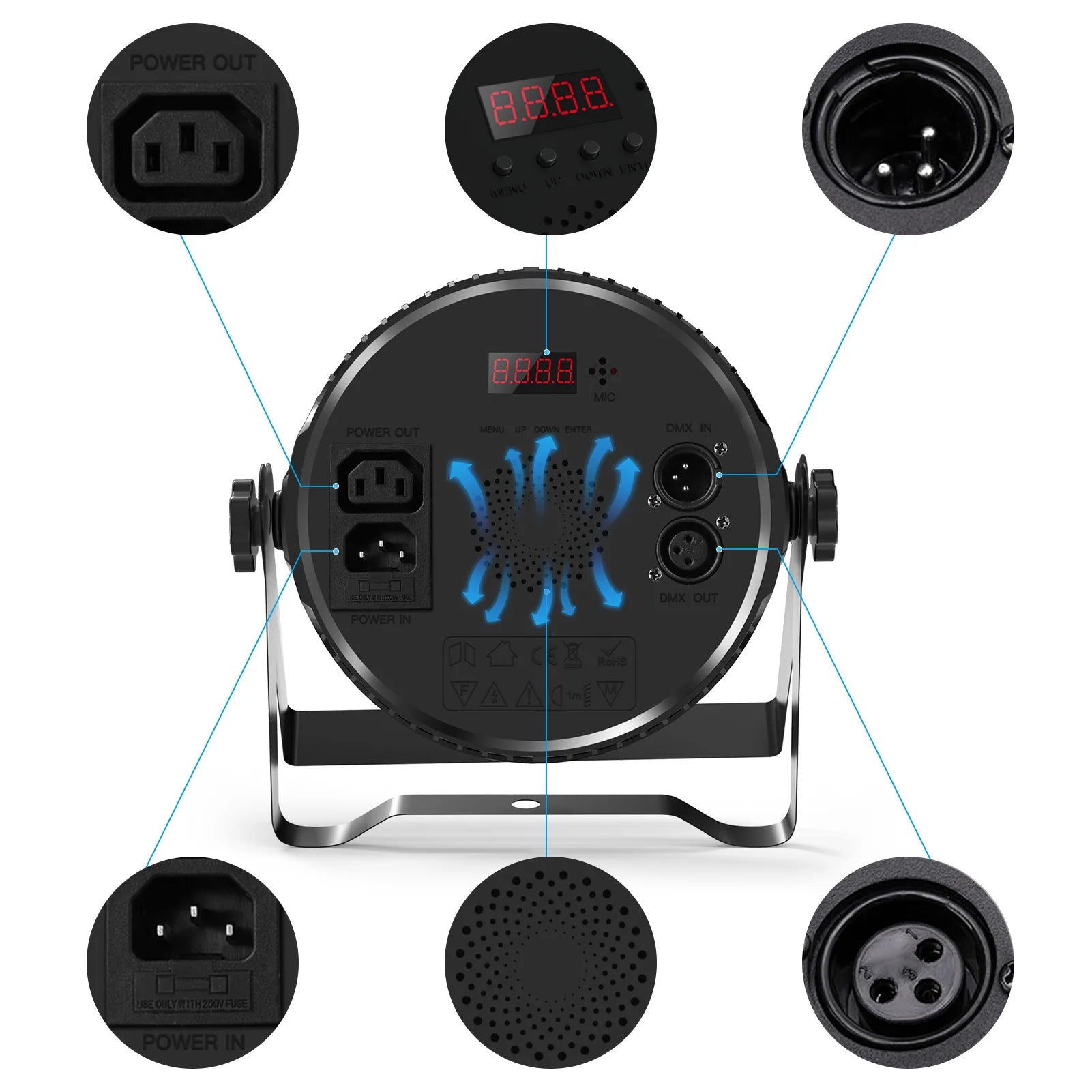 U'King 4PCS 42W Stage Light 7 LED Flat Par Lights RGBW 4IN1 DMX 512 Effect Light DJ Disco Party Christmas Bar Wedding Show Light