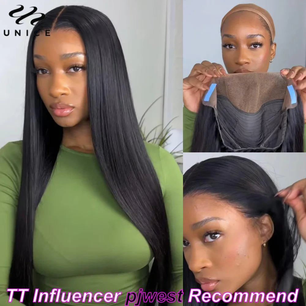 UNice Pre Everything Frontal Wig Pre Bleached Pre Cut 13x4 Lace Front Wig Straight Lace Front Wig Human Hair Wear Go Lace Wigs