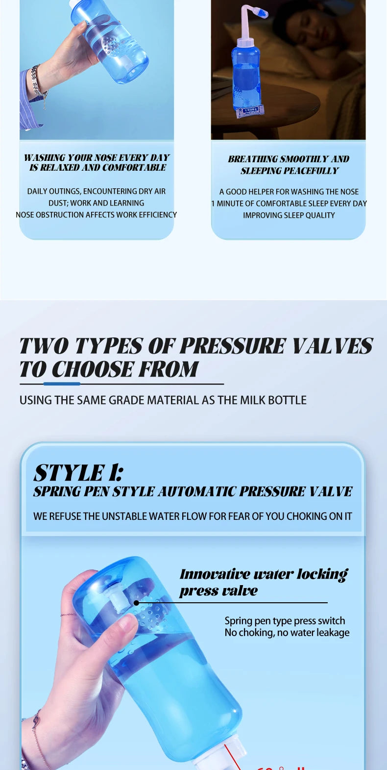 Nose Wash Cleaner Nasal Irrigator Rinse Bottle Nose Protector Avoid Allergic Rhinitis Adults Children Neti Pot 300ML 500ML