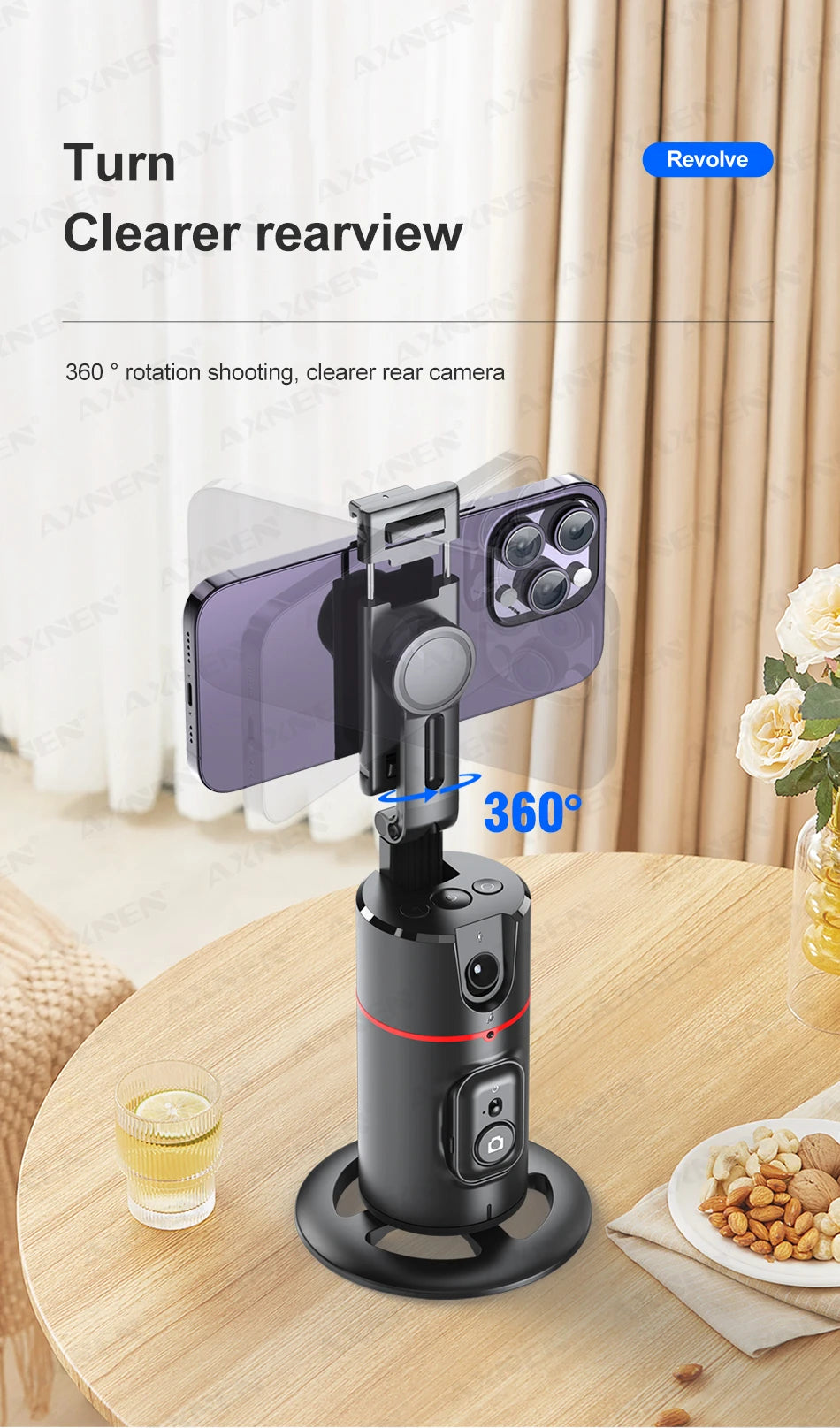 P02 Auto Face Tracking Stand 360° Rotation Phone Holder Desktop Following Gimbal Stabilizer for Smartphone Live Vlogging Video