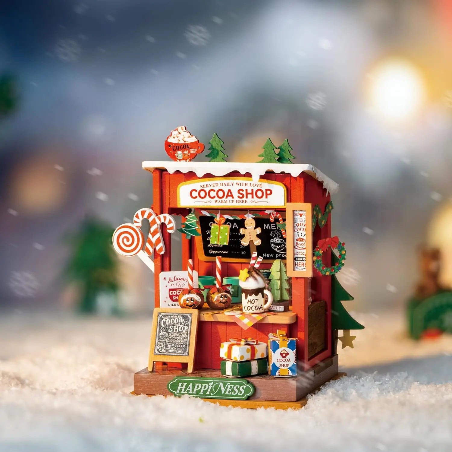 Robotime DIY Miniature House Kit Decoration Christmas Fireplace Mini House Building Craft Kits for Adults Gift  For Christmas