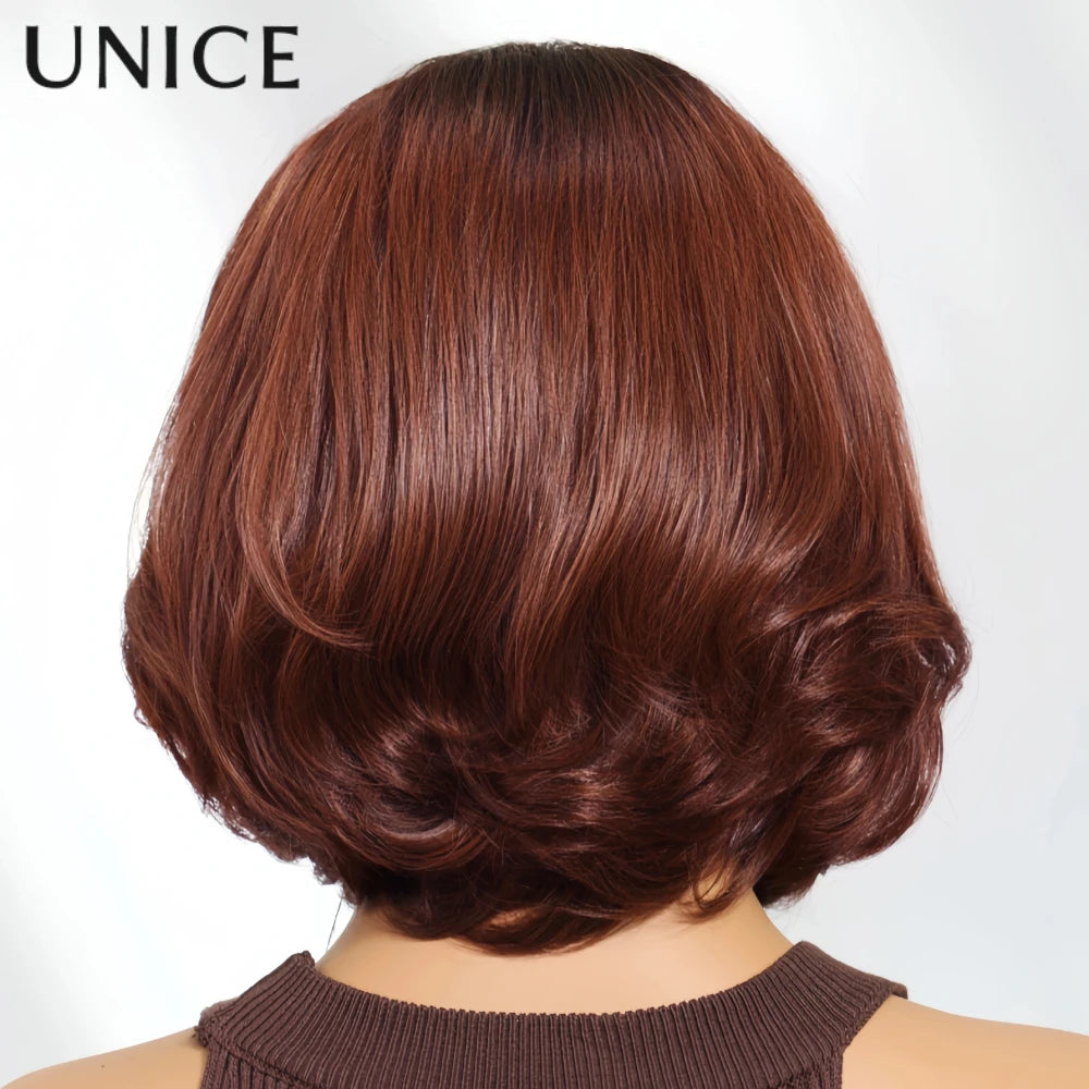 Unice Hair Side Part Blowout Wavy Bob Wig With Drawstring 7x5 Pre Cut Pre Bleached Glueless Wig Human Hair 150% Density