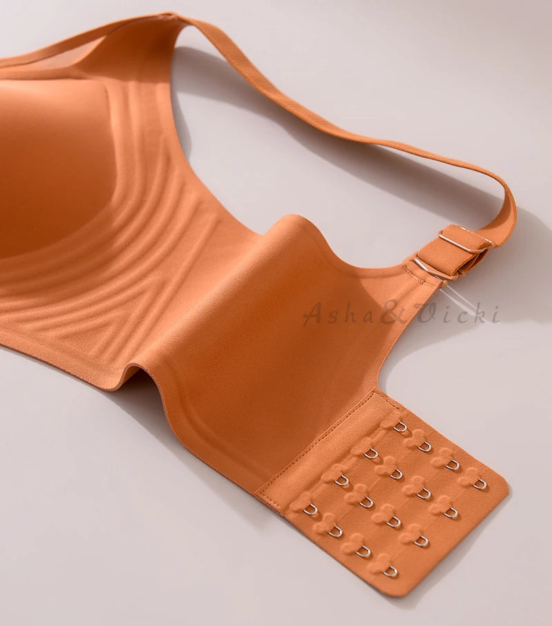 Plus Size Jelly Gum Full Cover Semi Fixed Large Cup Lace Underwear Anti Glare Mesh Woman Bra Comfortable  Gathering
