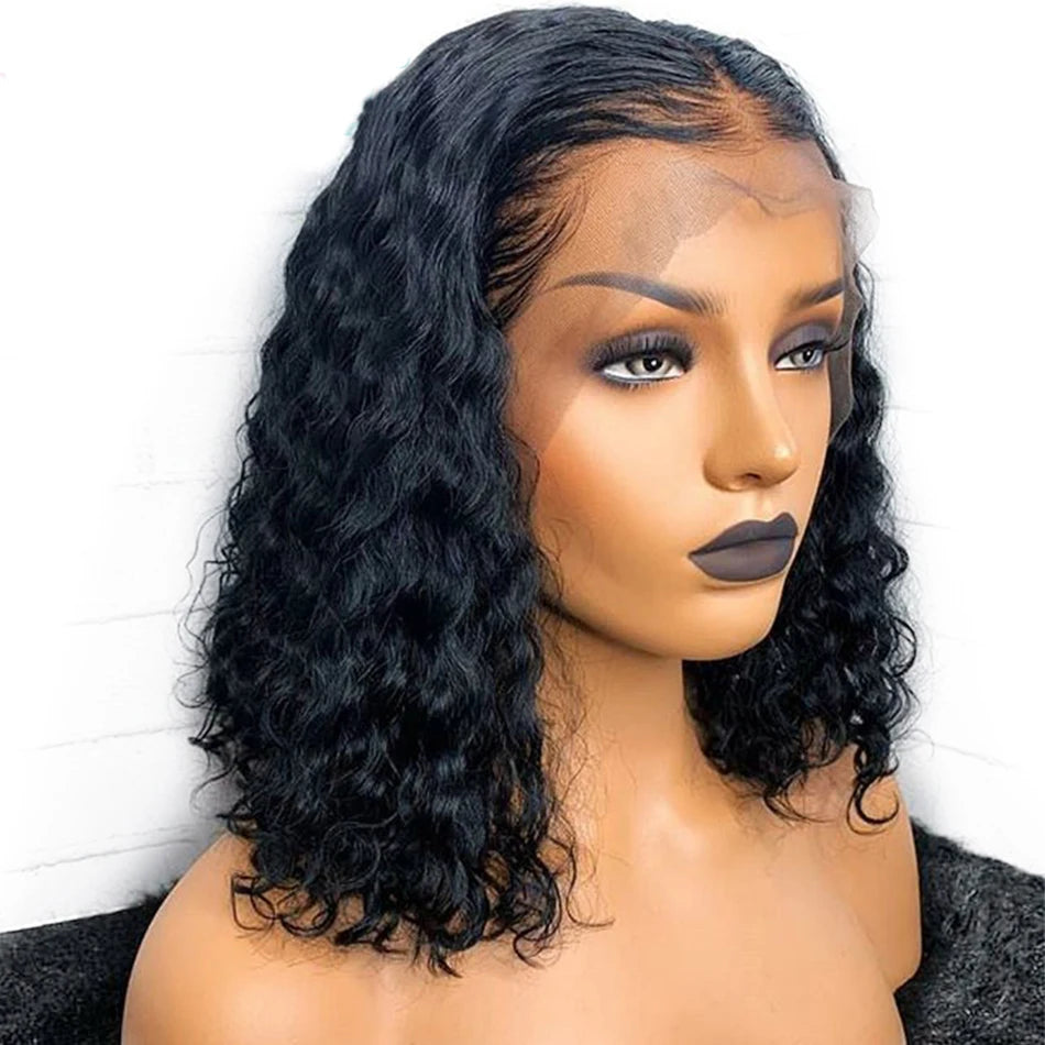 Short Water Wave Bob Wigs Human Hair Wigs For Women Lace FUll Frontal Human Hair Wigs Short Curly Lace Front Human Hair Bob Wigs
