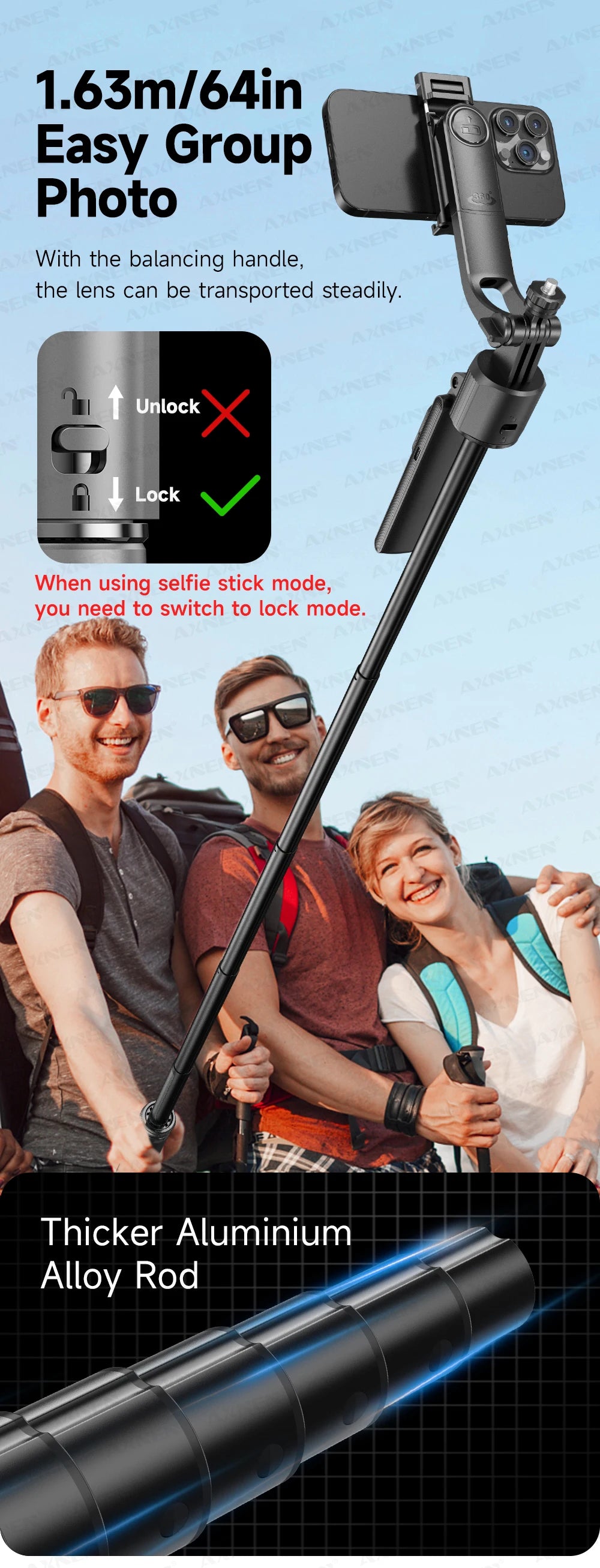 C17 Selfie Stick Tripod for Phone AI 360 Rotation Face Tracking Gimbal Stand Smartphone Camera Monopod Holder 1630mm Quadruped