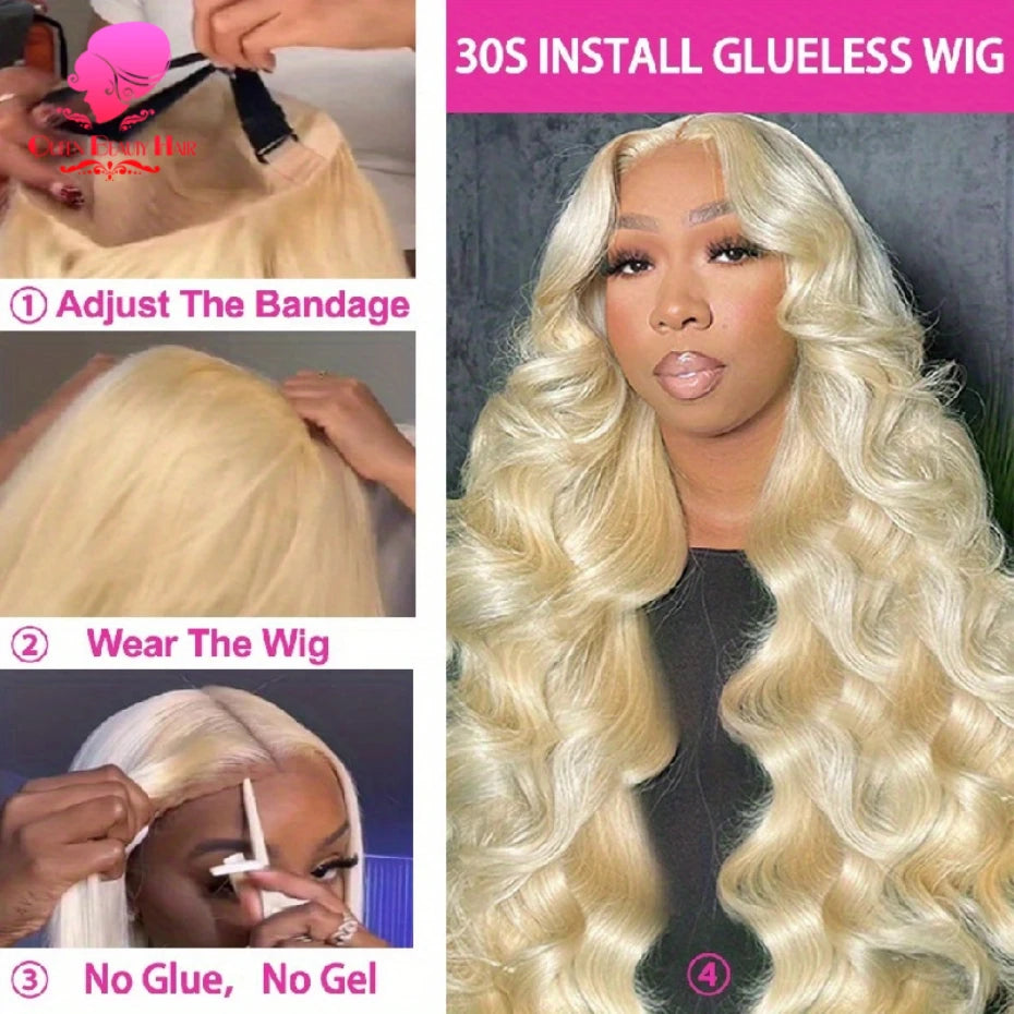 613 Glueless Wigs Human Hair 5x5 Lace Closure Wig Remy Straight Blonde Pre Plucked Glueless Wig 100% Human Hair Wigs Ready To Go