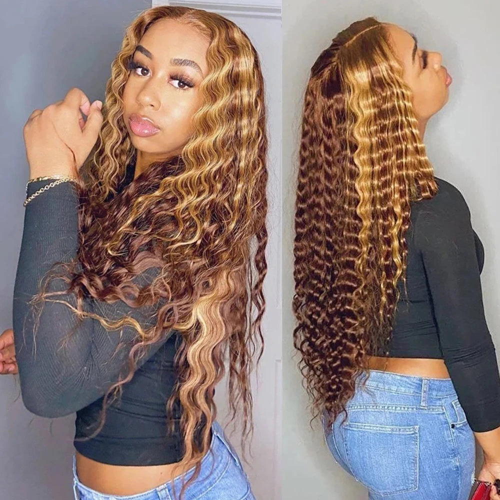Premium Brazilian Honey Blonde Lace Front Wig - 13x4 HD Deep Wave Human Hair Wig for Women