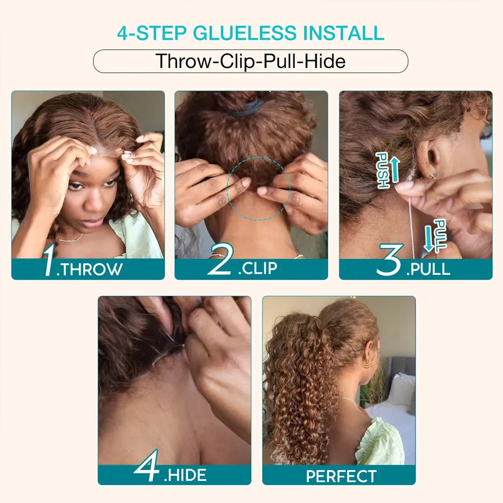 250 Density Deep Wave 360 Lace Front Human Hair Wig - Brazilian Remy Glueless Chocolate Brown Wig 26-36 Inches