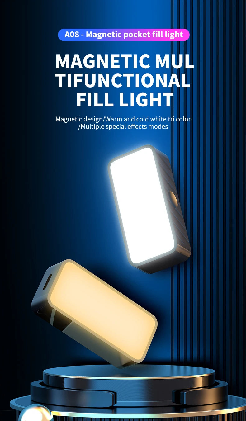 Magnetic Portable Mini Selfie Fill Light Adjustable Lighting Rechargeable Portable Led Video Light For Tiktok Camera Mobile IPad