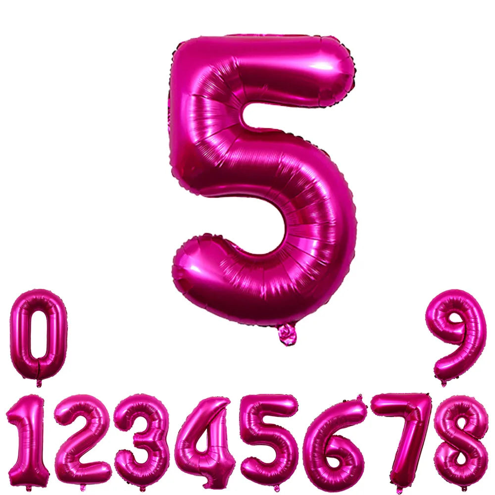 32inch Hot Pink Rose Foil Number Balloons Girls Birthday Pink Large Number Balloon Birthday Wedding Baby Shower Party Decor