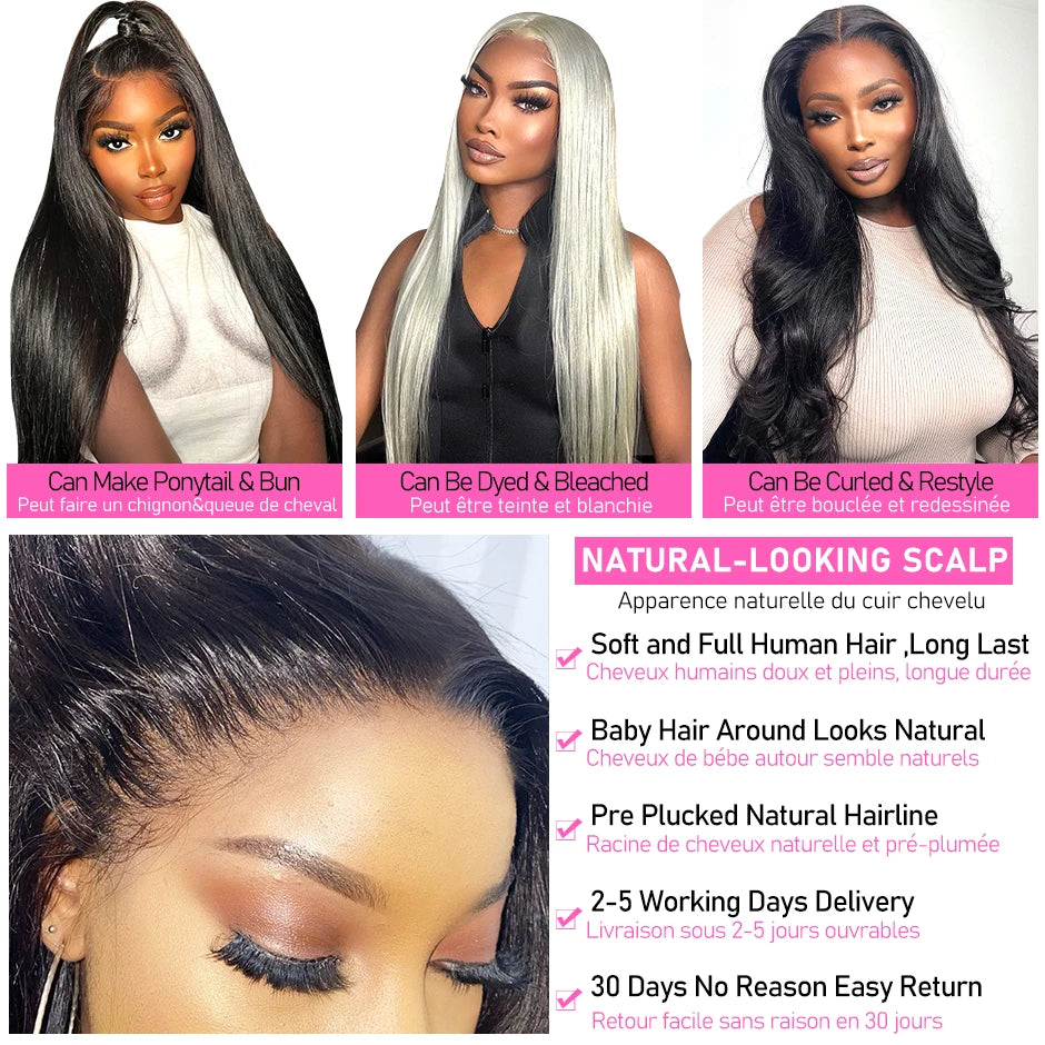 ISEE Hair 360 Glueless Wig Human Hair Ready To Wear Straight Glueless HD full Lace Front Wigs PreCut Preplucked Wear And Go Wigs