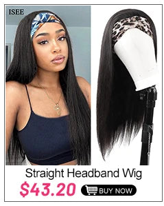 ISEEHAIR Straight Headband Wig Human Hair Wigs 180% Density Peruvian Straight Hair Wig Full Machine Made Wig For Black Women