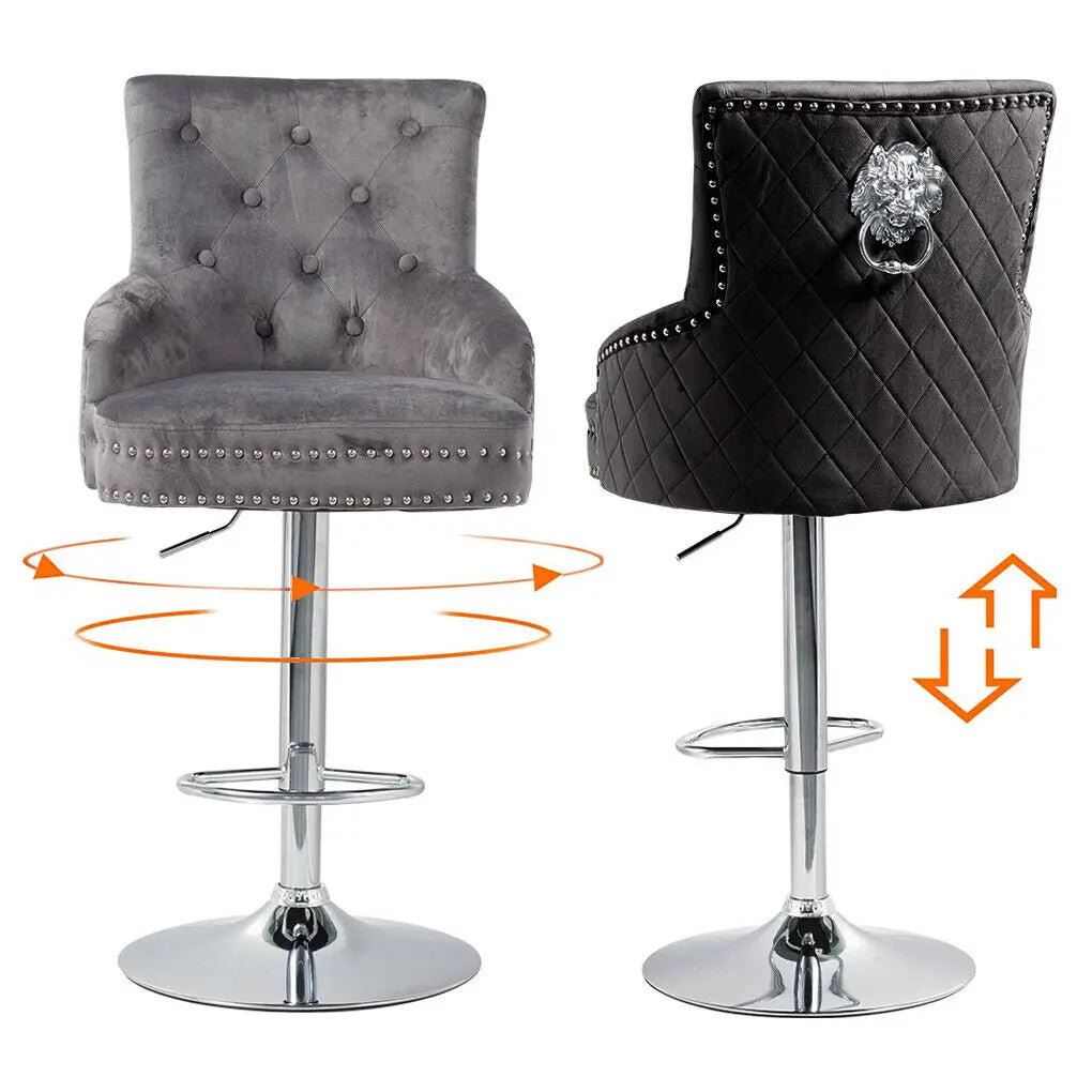 Luxury Bar Stool Dining Chairs Swivel Bar Stools Velvet Upholstered Lion Knocker for Home,Bar Table