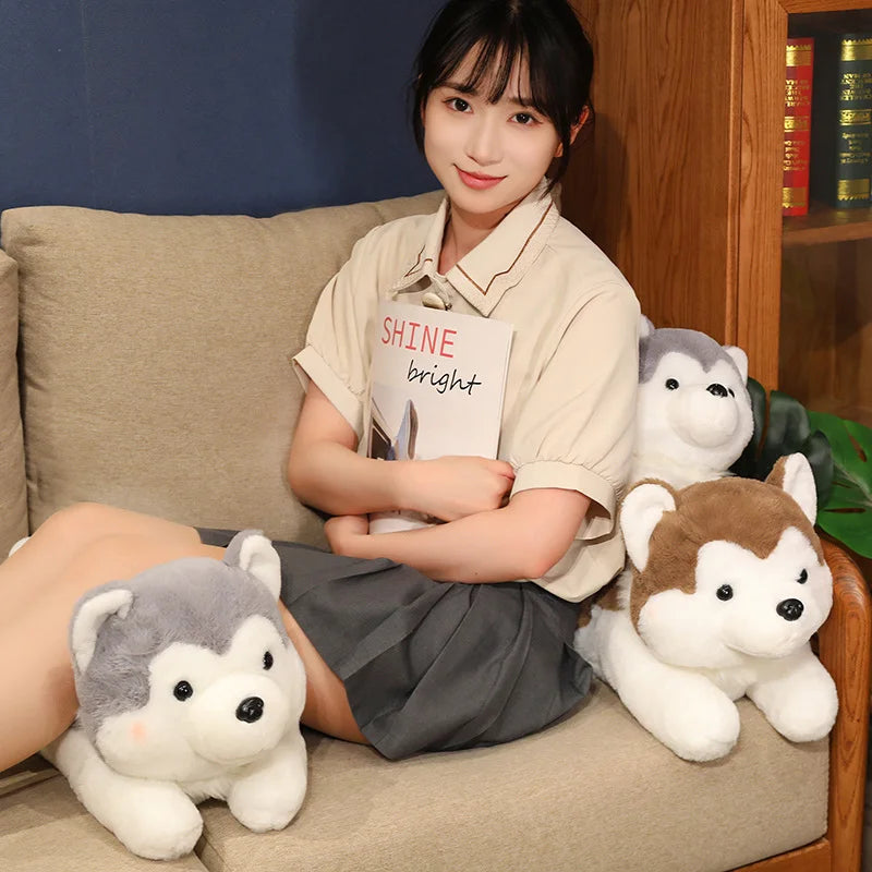 30/40CM Cute Husky Dog Plush Toy Stuffed Animal Soft Kawaii Lying Brown Pet Puppy Pillow Doll Toys for Xmas Gift