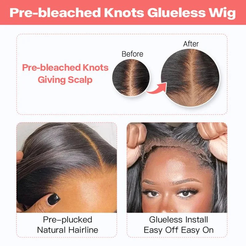 ISEE Hair Pre Bleached Knots Wear And Go Short Bob Hair Wig Human Hair Transparent Glueless Straight Lace Front Wig PrePlucked