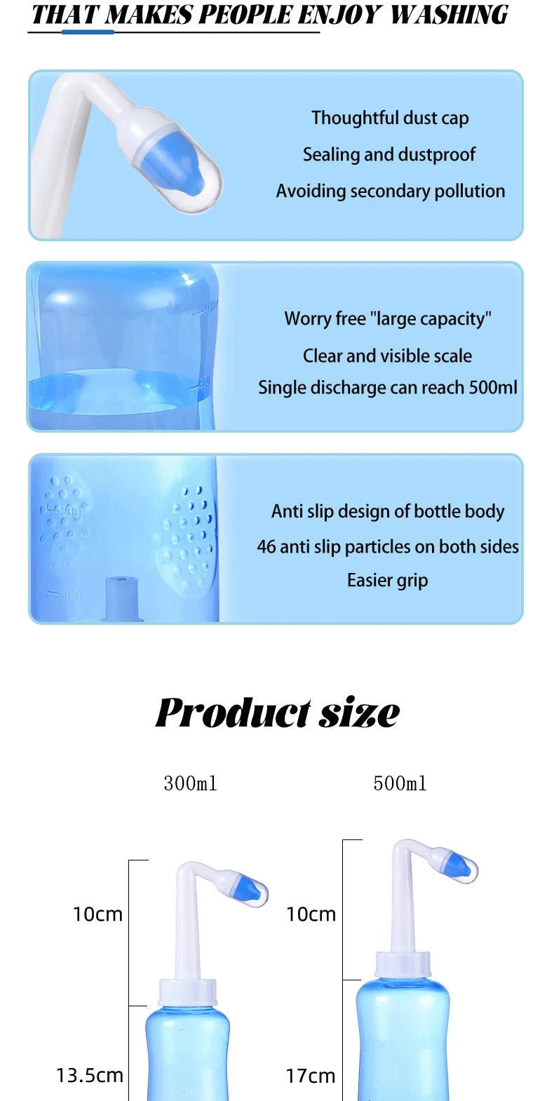 Nose Wash Cleaner Nasal Irrigator Rinse Bottle Nose Protector Avoid Allergic Rhinitis Adults Children Neti Pot 300ML 500ML