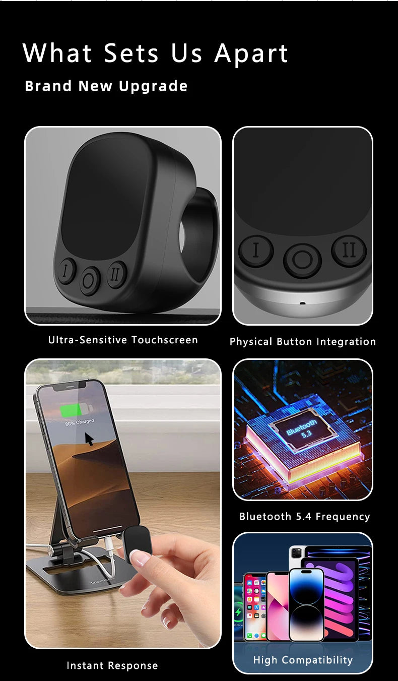 Tiktok Scrolling Ring Remote Control Touchpad Camera Shutter Mouse Ring for Short Video Control Compatible with iPhone iPad